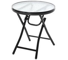 Mesa de Jardín Metal, Vidrio Outsunny 45x45