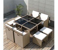 Set comedor de jardín    cojines ratán sintético