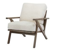 ALAN - Sillón de salón en tejido rizado Army y madera