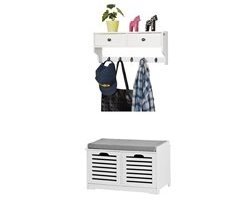 Set de 1 Banco Zapatero + 1 Perchero SoBuy FSR23-K-W+FRG178-W
