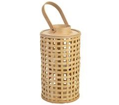 Farol de bambú con recipiente de cristal para la vela