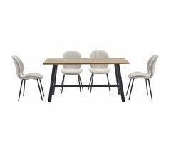 Conjunto 1 mesa y 4 sillas de comedor color roble PRAGA