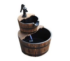 Fuente de Agua Madera de Abeto, Plástico Outsunny