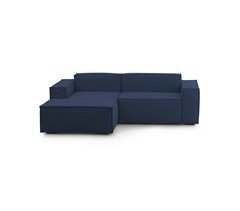 Sofá fixo com península de madeira