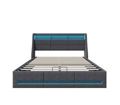 Cama baúl con somier, cama baúl conerto USB tipo C, iluminación LED 172x202