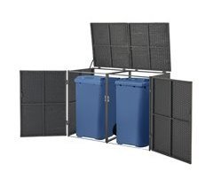 Cobertizo para 2 contenedores de basura Widnau acero polyrattan