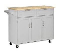 Isla de Cocina MDF, Madera de Caucho HOMCOM, hogar - cocina