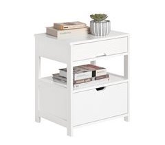 Mesita de Noche Dormitorio con 2 cajones FRG258-W SoBuy