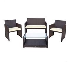 Conjunto muebles terraza ratán 3 sillones y 1 mesa Aktive