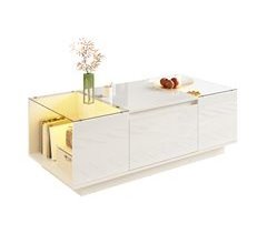 Mesa de centro rectangular de panel de partículas con 2 cajónes 105x50