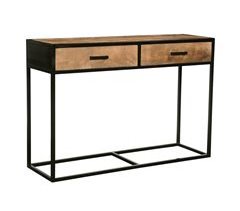 Consola de 2 cajones en madera y metal