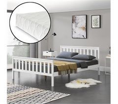 Cama Doble Hellnar de Pino - con Listones Colchón Reposacabezas 148x208