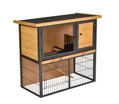 Conejera de Exterior de Madera Madera de Abeto, Metal PawHut