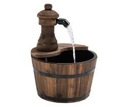 Fuente de Agua Madera de Abeto, Metal Outsunny