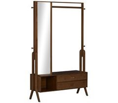 Perchero con Cajones Bambú, Vidrio, MDF HOMCOM