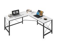 Escritorio Esquinero Melamina de Madera, Acero HOMCOM