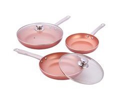 Set de sartenes de aluminio con tapas - 5 piezas