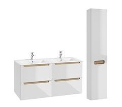 Conjunto de muebles doble lavabo encastrado 4 cajones y columna Livia