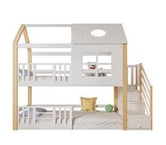 Litera cabaña infantil de madera de pino