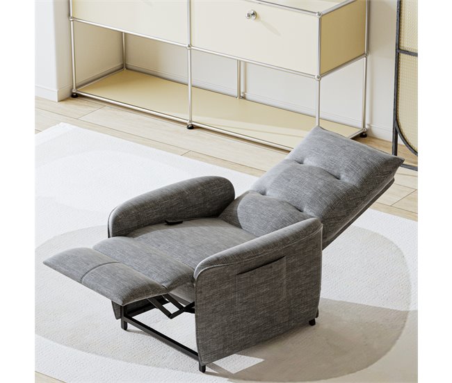 Sillón relax reclinable Savukoski acero poliéster Gris Claro