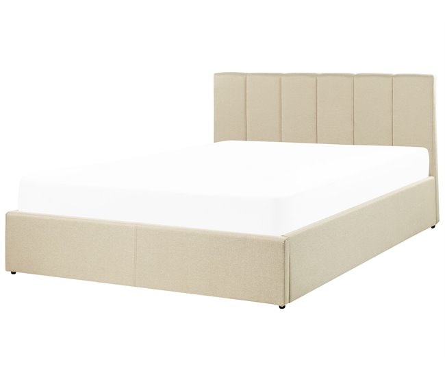 Beliani Cama con almacenaje Poliéster DREUX 151x214 Beige