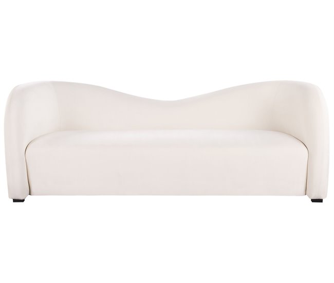 Beliani Sofá de 3 plazas Terciopelo VELTADA Blanco/ Beige