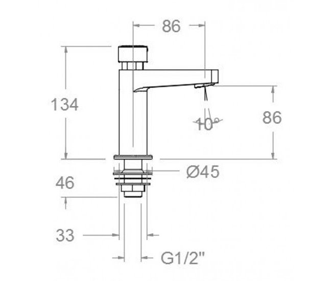Grifo de Lavabo Temporizado de 1 Agua Serie Solestop Cromo