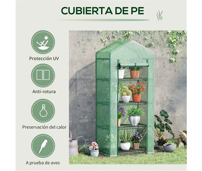Invernadero de Jardín Acero, PE Outsunny Verde