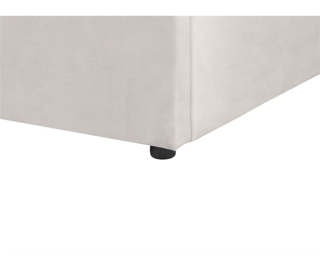 Beliani Cama con almacenaje Terciopelo LAVAUR 183x210 Blanco/ Beige