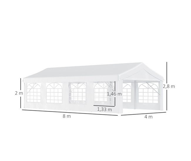 Carpa de Jardín Acero y PE Outsunny 800x400 Blanco