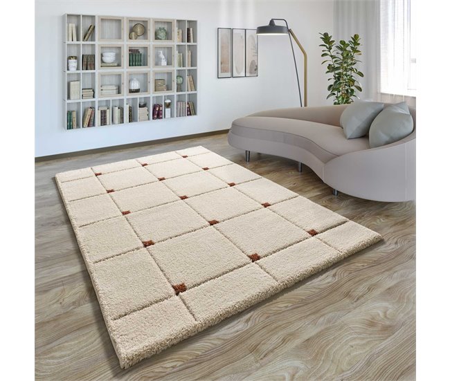 Alfombra shaggy geométrica con relieve BRENDA - ATTICGO 133x190 Cobre