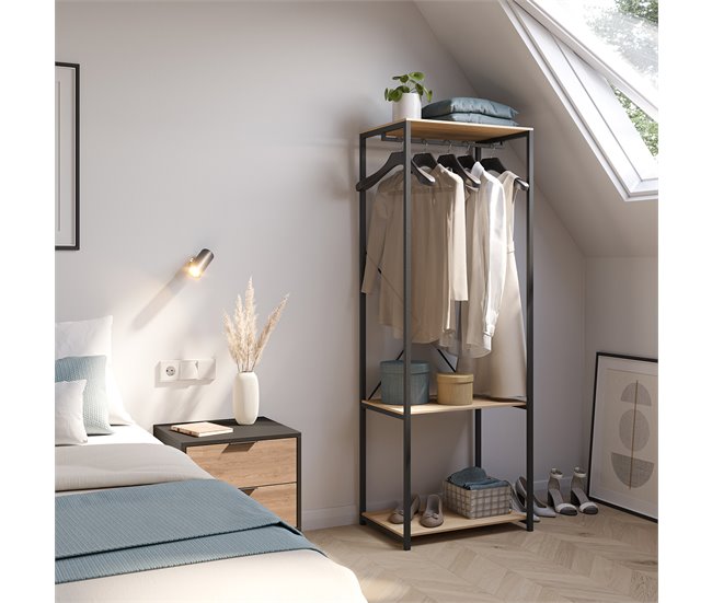 Armario vestidor Julia 2 estantes 1 Barra Madera