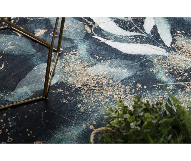 Alfombra lavable ANDRE 1336 Hojas 80x150 Azul/ Verde