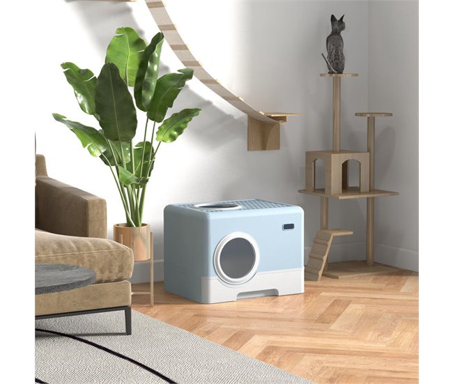 Arenero para Gatos PP PawHut, mascotas - accesorios para gatos Azul