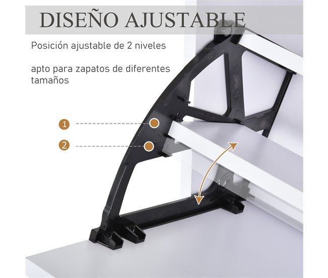 Armario de Zapatos MDF y Plásctico HOMCOM 60 Blanco