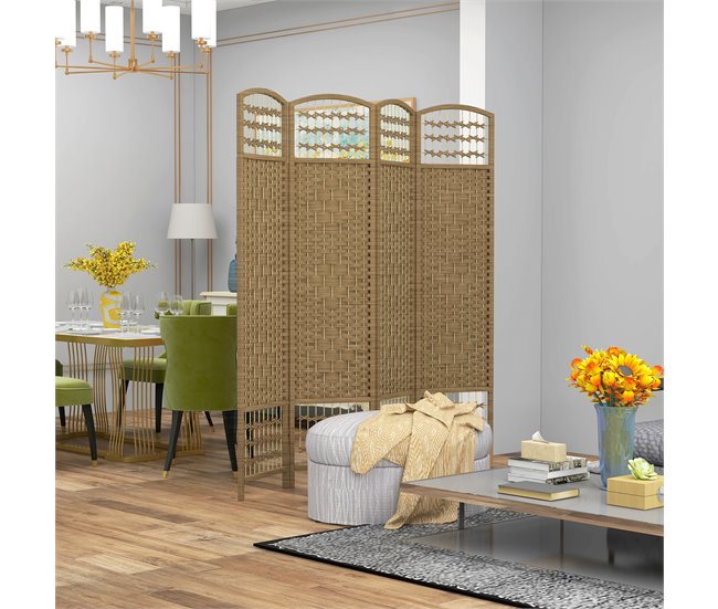 Biombo Bambú, Papel HOMCOM, hogar - decoración Marron