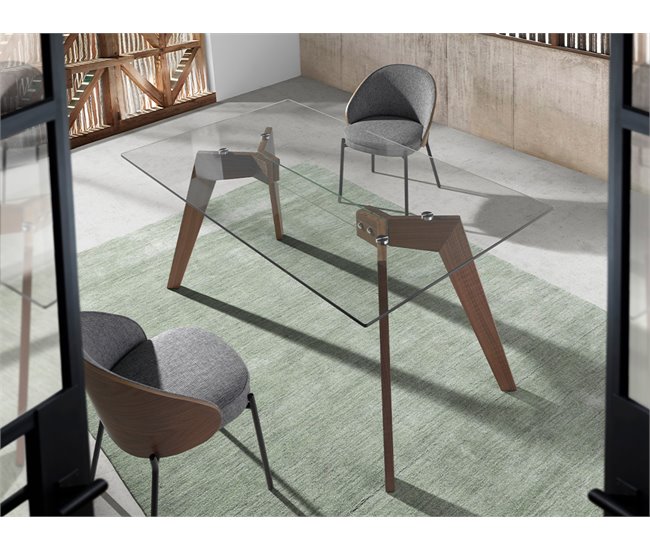 ANGEL CERDA Mesa comedor rectangular cristal Nogal