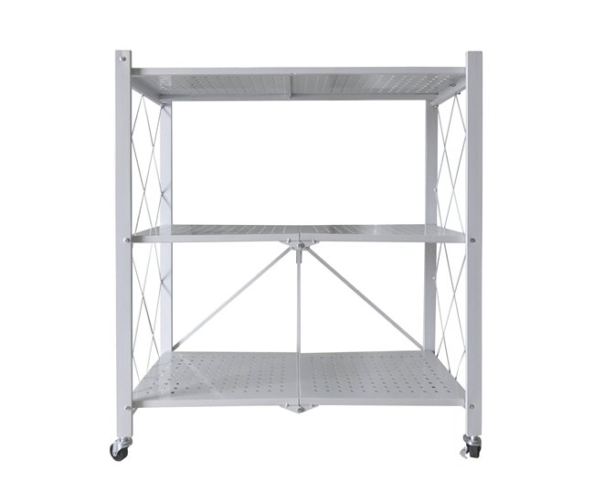 Estantería de Almacenaje Multiusos Plegable con Ruedas 35 Blanco