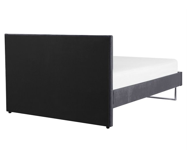 Beliani Cama con somier Terciopelo BELLOU 214x165 Gris Oscuro