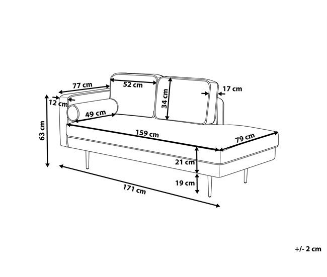 Beliani Chaise longue izquierdo Terciopelo MIRAMAS Azul Marino