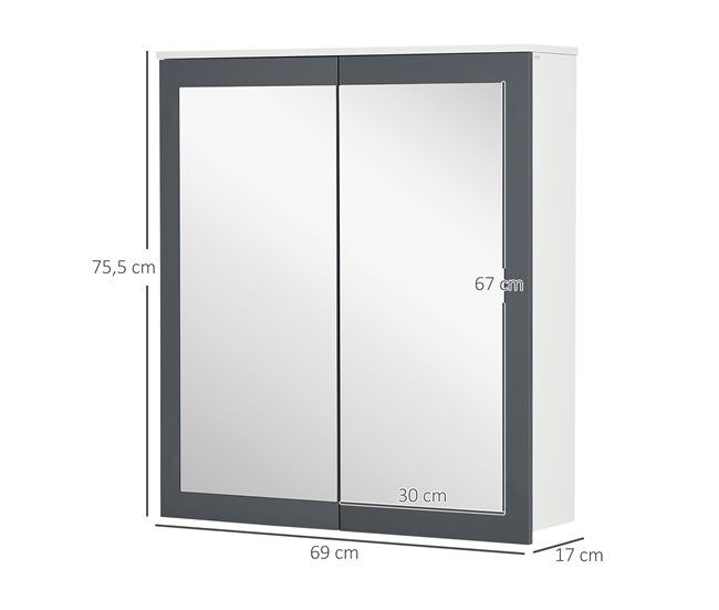 Armario con Espejo MDF, Vidrio kleankin, hogar - baño Blanco