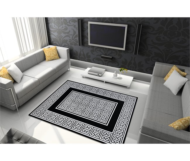 Alfombra GLOSS moderno elegante marco griego 140x190 Gris