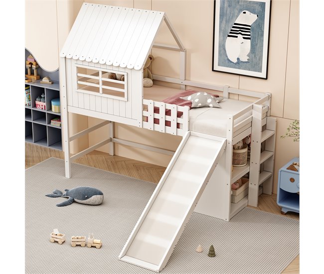 Cama alta para niños 219x208 Blanco