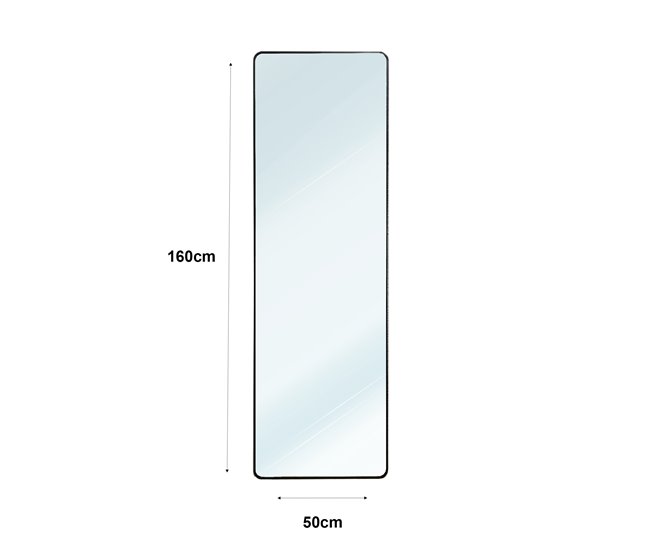 Espejo de Pie Metal Square Edge Max con Soporte 50x5 Negro