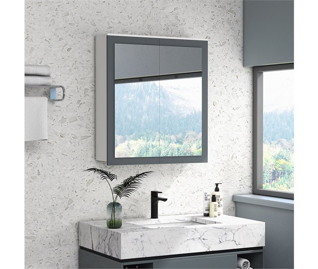 Armario con Espejo MDF, Vidrio kleankin, hogar - baño Blanco