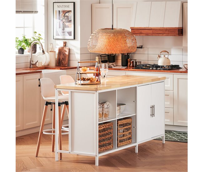 Aparador de Almacenamiento KNL09-WN SoBuy ES Blanco/ Madera