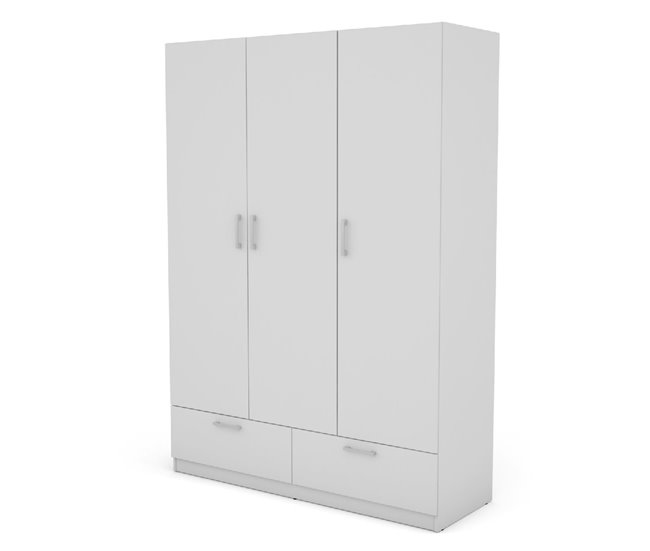 Armario OSLO puertas batientes y 2 cajones144x200cm blanco Blanco