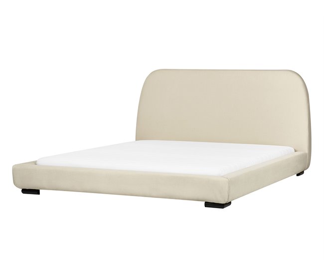 Beliani Cama con somier Poliéster ROISEL 181x226 Crema