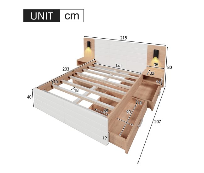 Camas de matrimonio 207x215 Blanco