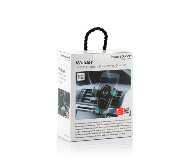 Soporte de Móvil con Cargador Inalámbrico para Coches Negro